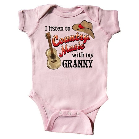 

Inktastic I Listen to Country Music with my Granny with Guitar and Hat Gift Baby Boy or Baby Girl Bodysuit