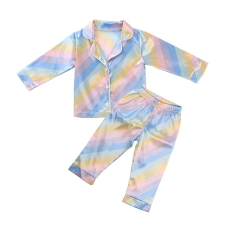 

Coduop Toddler Kids Girls Baby Satin Silk Pajamas Set Button-Down Sleepwear PJs 1Y 2Y 3Y 4Y 5Y 6Y 7Y