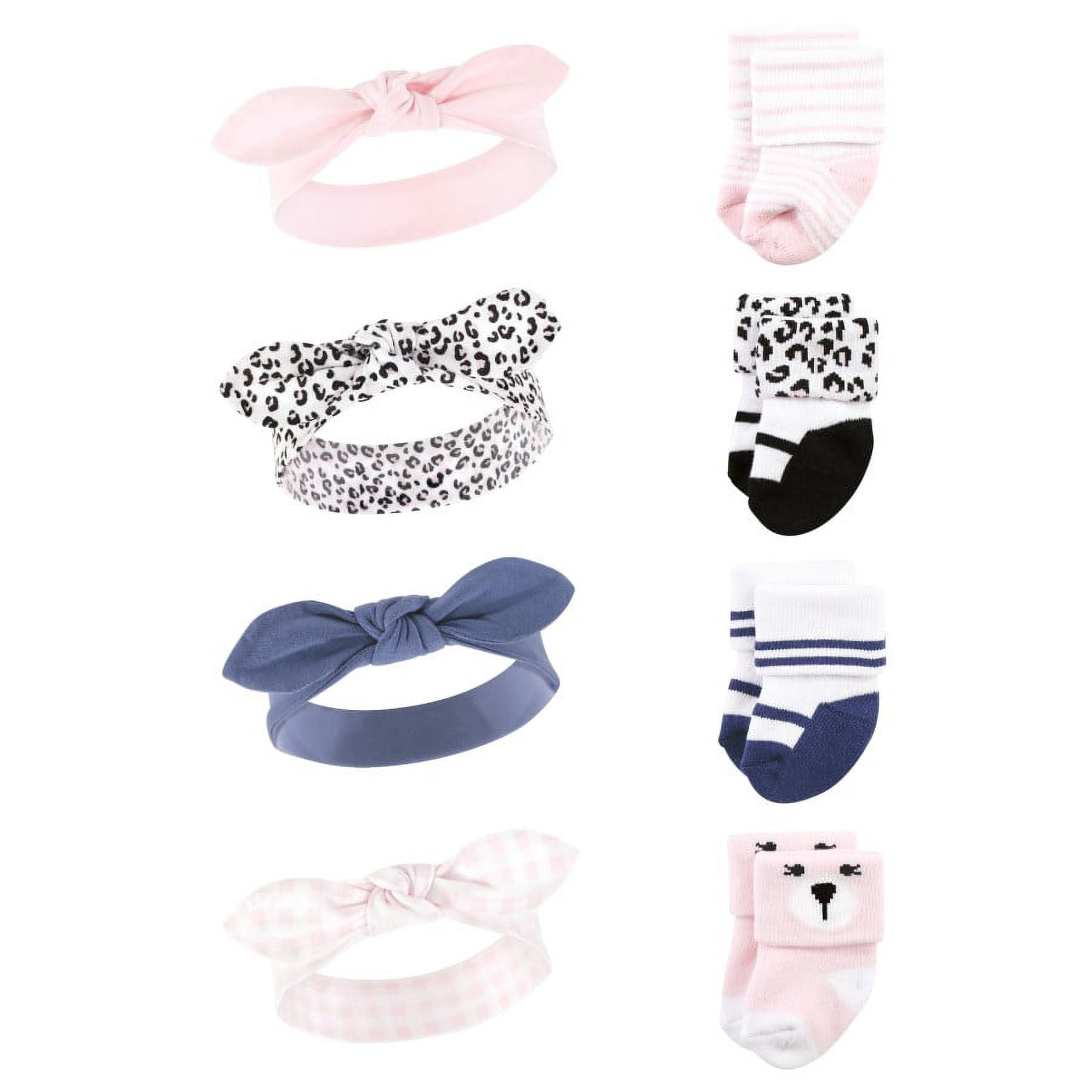 Hudson Baby Infant Girl 16Pc Headband and Socks Giftset, Bear Leopard, 0-9 Months