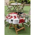 thumbnail image 3 of Outdoor Tablecloth with Umbrella Hole and Zipper, Black Christmas Round Table Cloth 60 Inch Waterproof Tablecloth, Winter Xmas Snowman Snowflakes Pine Tree Picnic Table Cover for Patio Camping, 3 of 7