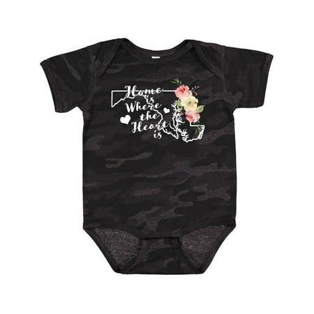 

Inktastic Maryland Home is Where the Heart is with Watercolor Floral Gift Baby Boy or Baby Girl Bodysuit