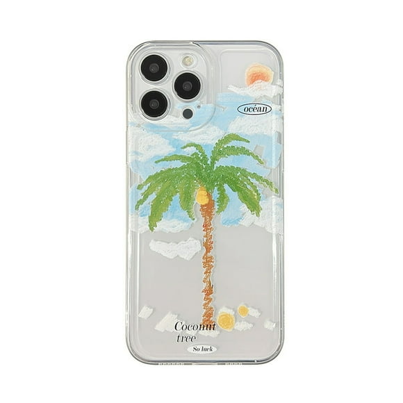 Mobile Phone Case Shockproof Anti-fall Wear-resistant Anti-scratch Dustproof Decorative Soft TPU Summer Early Sun Coconut Palm Ph