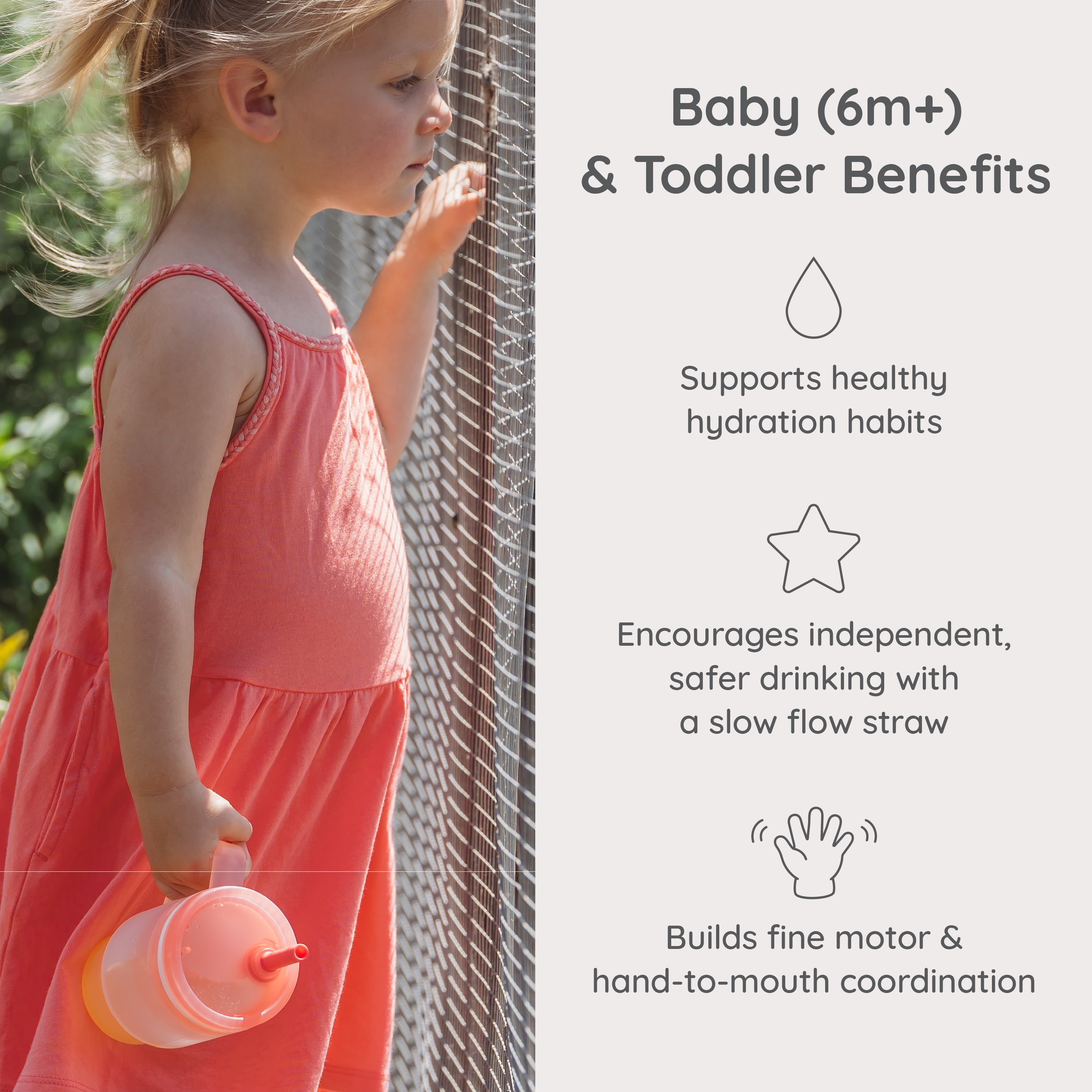 Infantino My 1st Tumbler 9oz Straw Training Cup with Handle, Sunset Kiss
