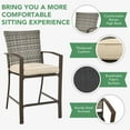 thumbnail image 6 of Costway 3PCS Patio Rattan Bar Furniture Set Slat Table 2 Cushioned Stools Poolside Brown, 6 of 9