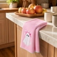 thumbnail image 6 of Pink Halloween Ghost Kitchen Towel, Cute Ghost with Pink Bow Decorative Dish Hand Towel, Soft Absorbent Towel for Fall Halloween Farmhouse Kitchen Home Decor, 6 of 8