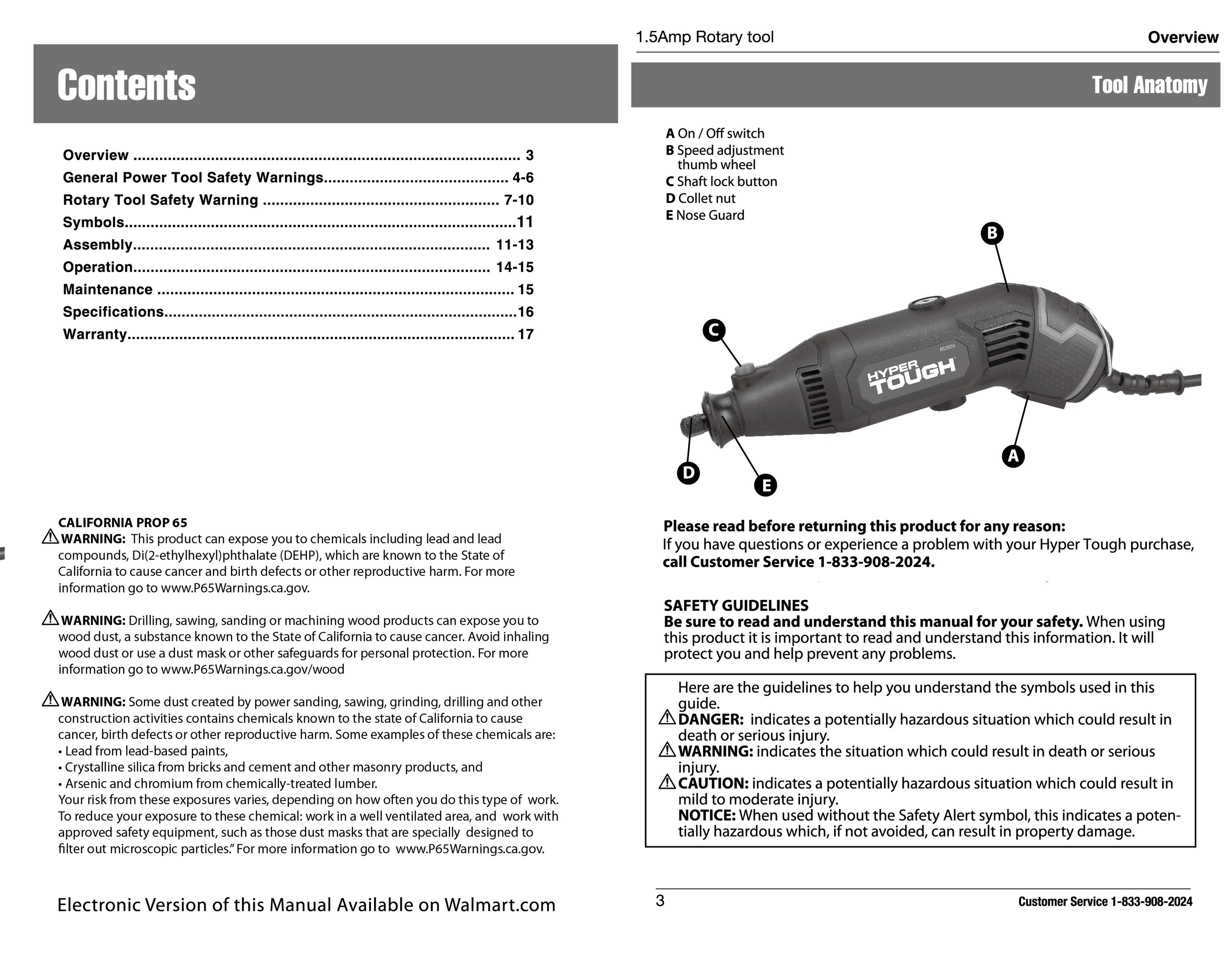 HYPER TOUGH 1.5 AMP CORDED ROTARY TOOL WITH 105 ACCESSORIES, 120V VARIABLE SPEED AND STORAGE CASE