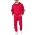 thumbnail image 2 of Fesfesfes Kids Unisex Fleece Lined Hooded Sweatshirt and Cinched Cuff Jogger Pants Set Cozy Winter Two Piece Outfit for School Daily Wear, 2 of 7
