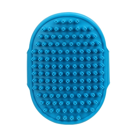 Pet Bath Brush, Soft Rubber Massage Grooming Tool for Dogs and Cats, Shower Brush with Adjustable Ring Handle for Bathing(4.84*3.54in,Blue)