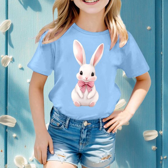 SNKSDGM Late July Toddler Girl T Shirts Easter Girls Short Sleeve Printed T Shirt Top Casual Shirt Cute Tops for Girls 10-12 Not Cropped 10-11 Years