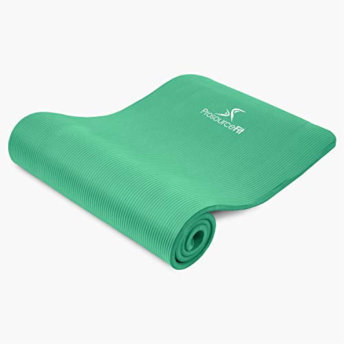 ProsourceFit Tapis de Yoga et de Pilates Extra Épais 1 Pouces (25 mm), Tapis d'Exercice à Haute Densité de 71 Pouces de Long avec Mousse de Confort et Sangle de Transport - Vert