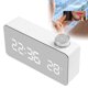 thumbnail image 4 of Reloj despertador con luz blanca para decoración de dormitorio con espejo LED elegante, 4 of 8
