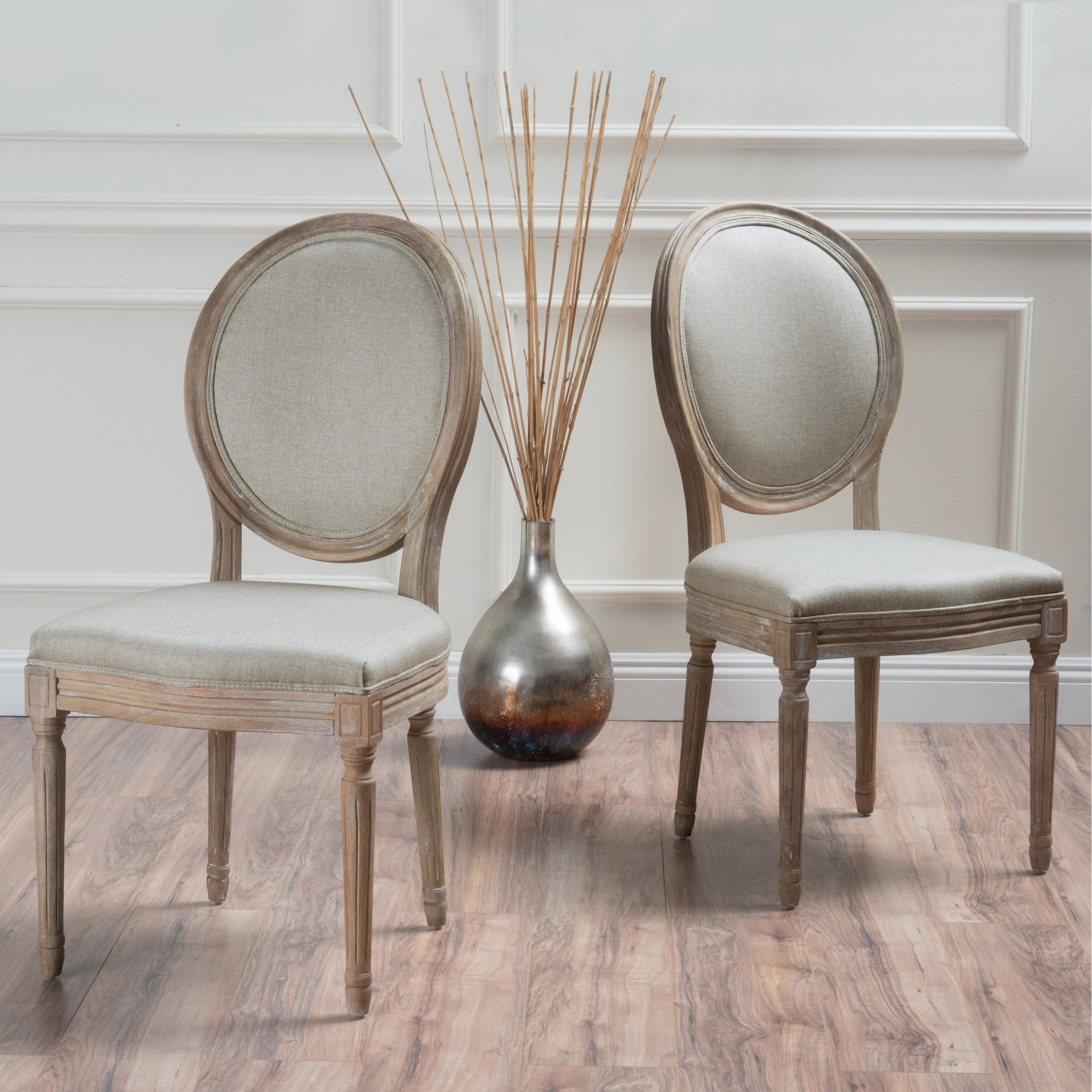 GDF Studio Phinnaeus French Country Fabric Dining Chairs, Set of 2