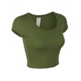 thumbnail image 2 of KOGMO Womens Short Sleeve Crop Top Solid Round Neck T Shirt, 2 of 7
