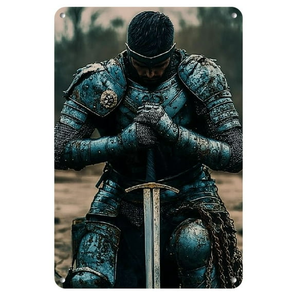 Medieval Wars and Knights Metal Tin Sign: A Rustic Artistic Piece for Home Decor - 20x30cm/8x12inch