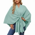 thumbnail image 6 of Elegant One-Shoulder Cape Poncho, Soft V-Neck Batwing Sleeve Wrap for Women,One Size Fits All,3, 6 of 53