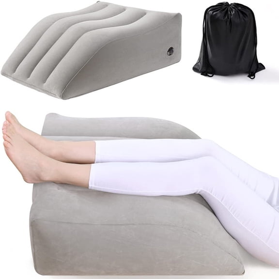 Jowenia Inflatable Leg Elevation Pillow, Wedge Pillows for Sleeping, Comfort Leg Bed Pillow Improve Circulation, Suitable for Relax Muscles & Comfort Swelling, Injuries, Rest Light Gray