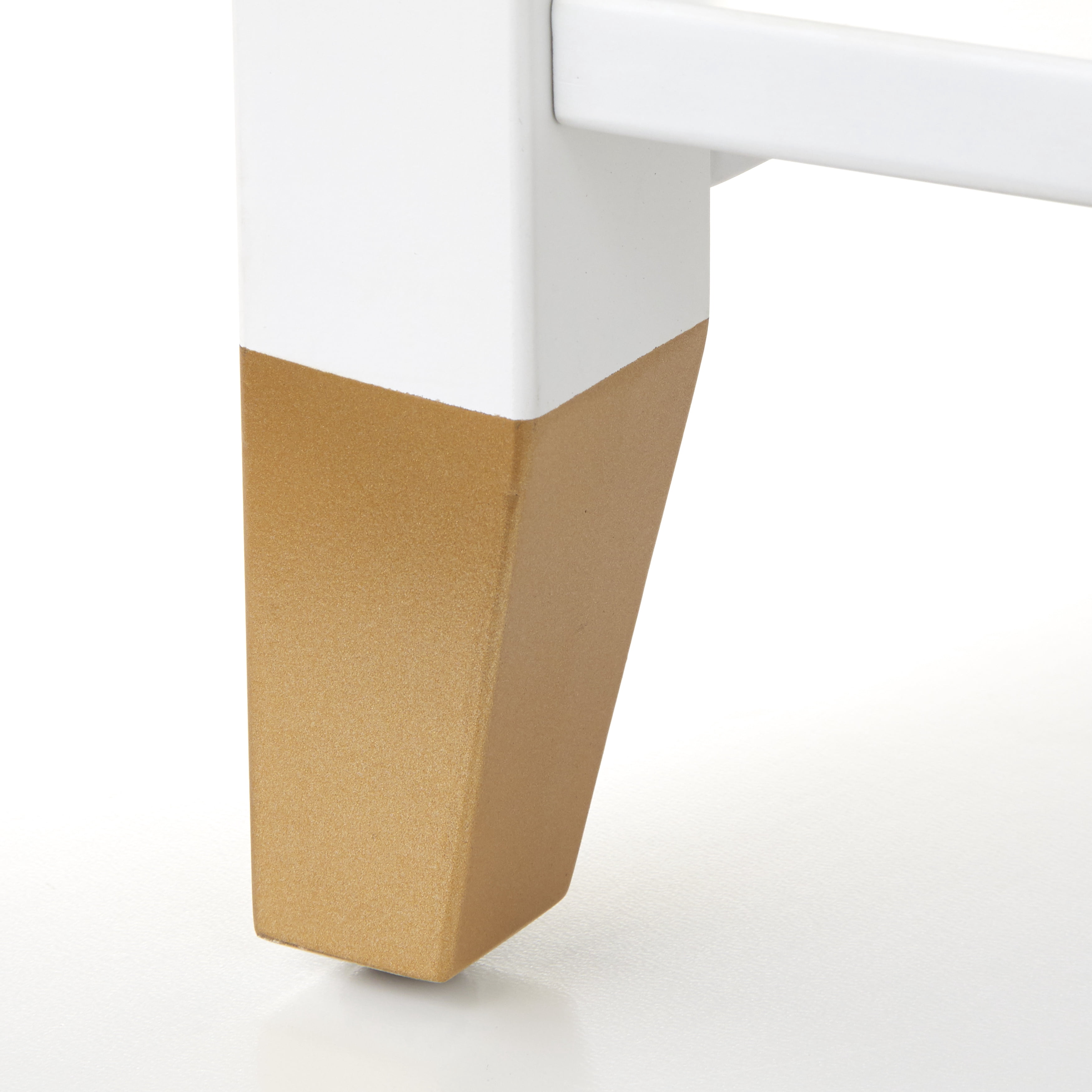 TMS Rena Rectangular End Table and Pine Wood Legs, White Finish