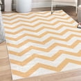 thumbnail image 1 of Striped Decorative Rug, Modern Summer Season Pattern Zigzag Tile Design Wavy Curved Horizontal Motif, Quality Carpet for Bedroom Dorm and Living Room, 6 Sizes, Peach White, by Ambesonne, 1 of 4