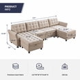 thumbnail image 2 of ZAFLY U/L Ensemble de Canapé en Forme avec Ottomane de Rangement, Sofa Sectionnel Modulaire pour Salon, Beige, 2 of 8