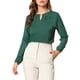 thumbnail image 5 of BLUSA DE CHIFFON CHIC INSPIRADA PARA MUJER, ESCOTE EN FORMA DE LLAVE, MANGA PATCHWORK, TOP ELEGANTE PARA TRABAJO XL VERDE OSCURO, 5 of 8