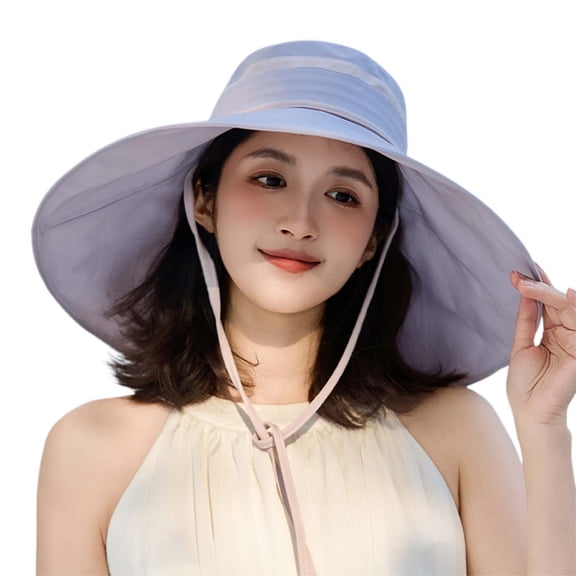 Women’s Sun Hat Two Tone With Adjustable Chin Tie Wide Brim Sun Protection Travel Hat