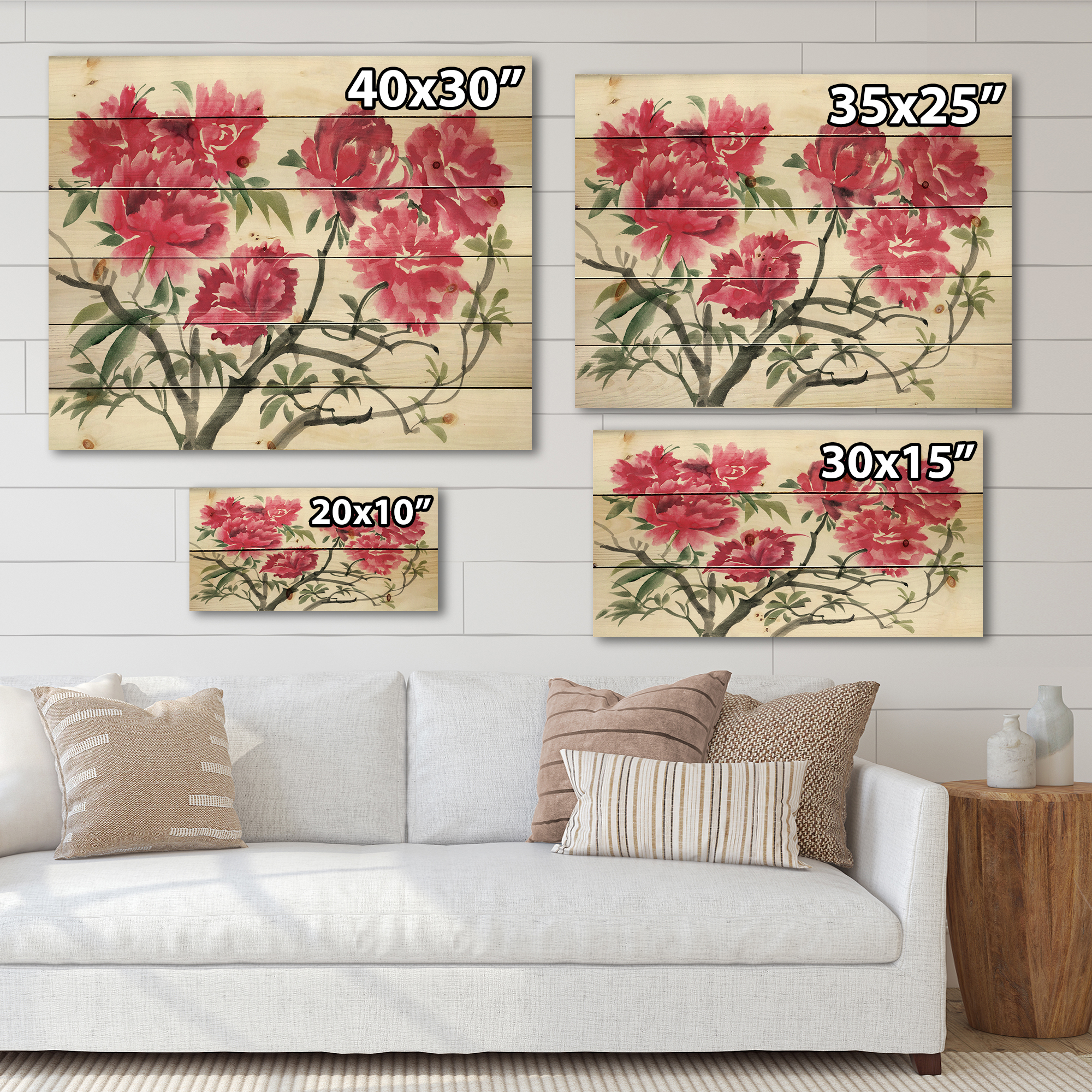 Designart 'Ancient Purple Azalea Flower' Traditional Print on Natural Pine Wood