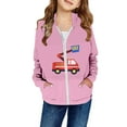 thumbnail image 2 of Ulitacool Girl'S Coats Long Sleeve Girls Winter Hooded Jacket With Fire Truck Print Zip Up Coats For Kids Outerwear School Outdoor Play Comfortable Wear Pink 5-6 Years, 2 of 4