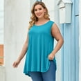thumbnail image 6 of LARACE Plus Size Tank Tops for Women Sleevelss Tunic Casual Summer Clothes Swing Shirts LakeBlue_1X, 6 of 7