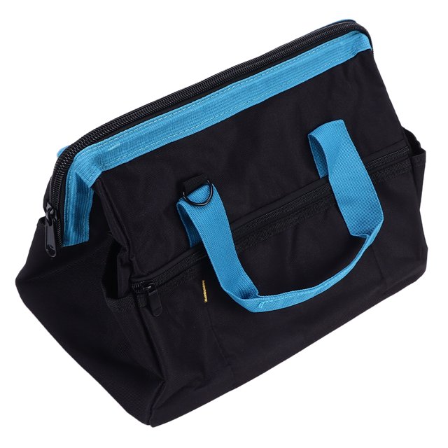 Bolsa de herramientas de mano de lona de boca ancha con correa para el hombro para electricistas y carpinteros de 16 pulgadas