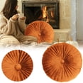 thumbnail image 2 of Clearance Under $8.59! 1PC Velvet Pumpkin Throw Pillow, Round Pleated Cushion for Sofa & Bed, Cotton, (One Size, D), 2 of 9
