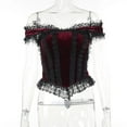 thumbnail image 5 of Goth Victoria Mall Gothic Elegant Ruffles Tank Tops Grunge Punk Lace Trim Bodycon Crop Top Women Vintage Sexy Velvet Outfit, 5 of 13