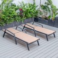thumbnail image 6 of LeisureMod Marlin Poolside Outdoor Patio Lawn and Garden Modern Black Powder Coated Aluminum Frame Suntan Sling Chaise Lounge Chair with Armrests, Set of 2 (Light Brown), 6 of 9