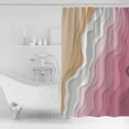 thumbnail image 3 of Shower Curtain, Abstract Gradient Pink Waves Waterproof Shower Curtain Set with Hooks for Bathroom Showers,Stalls and Bathtubs,72x72In Modern Abstract Geometric, 3 of 9
