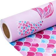 Sikiweiter Mermaid Wrapping PresNok Paper Roll - Mini Roll 17 Inch X 33 Feet Birthday Wrapping Paper for Girls(Mermaid)