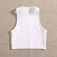 thumbnail image 2 of Playeras,Blusas y Tops,Ropa para Mujer Mujeres camisetas sin mangas Dressy Casual Camiseta de tirantes sexy con ombligo recortado corto sin mangas de moda informal de verano para mujer (White, S), 2 of 3