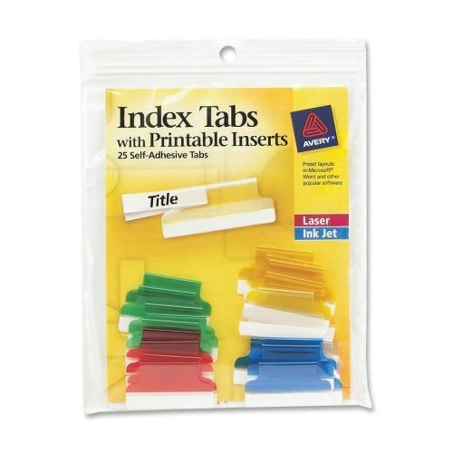 Avery S100 SelfAdhesive Index Tabs With Printable Insert Printon