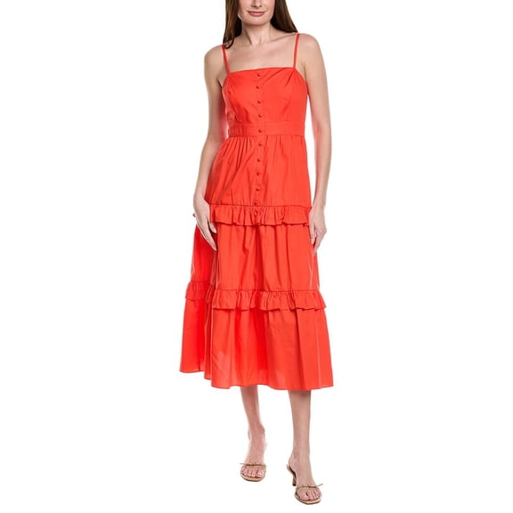 Adrianna Papell womens  Smocked Midi Dress, 14, Orange