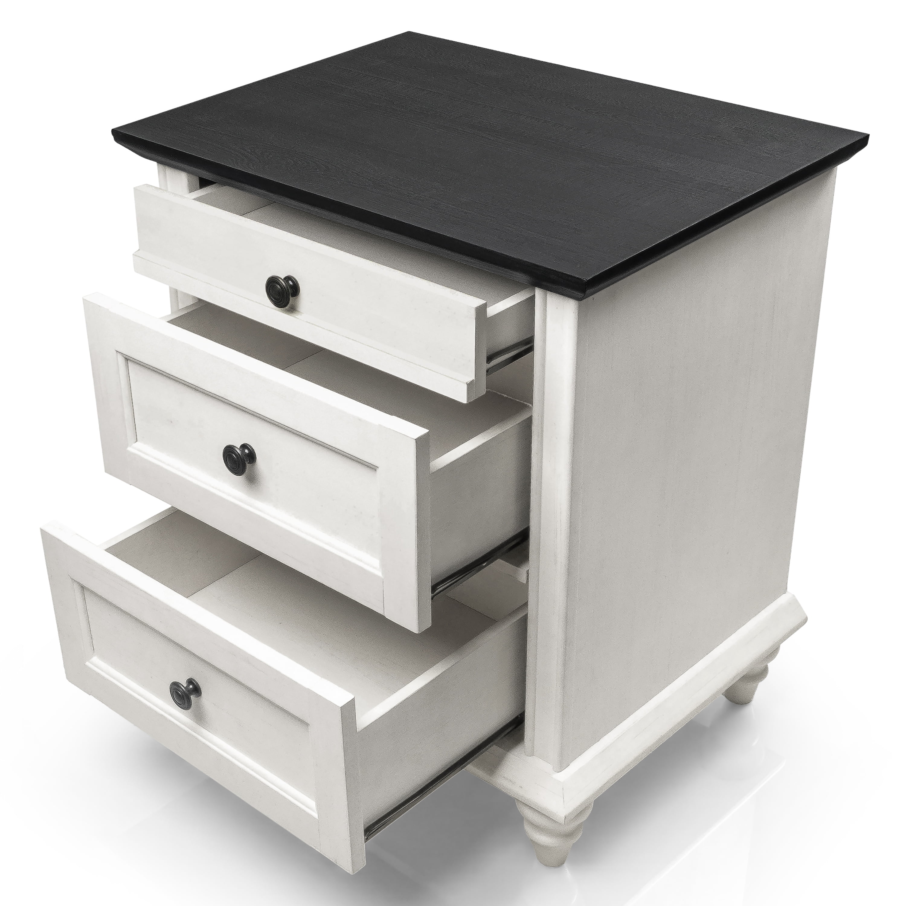 Furniture of America Calix Traditional Wood 3-Drawer Kids Nightstand, White