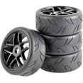 thumbnail image 1 of LINLIN 100MM RC On Road Car Buggy Rubber Tyre Tires Plastic Wheel Rims Set 17mm Hex Compatible with 1:8 Scale Traxxas Kyosho Hobao HSP HPI RC Off-Road Car Parts, 1 of 1