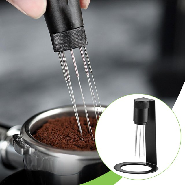 Herramienta para remover café molido, herramienta de aguja de café de acero inoxidable, agitador distribuidor de espresso portátil de alta