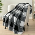 thumbnail image 3 of PAVILIA Sherpa Throw Blanket For Couch Sofa, White Black Fluffy Warm Plush Blanket for Twin Bed, Cozy Super Soft Lightweight Throw, Fuzzy Decorative Blanket, All Season Home, 60x80, 3 of 8