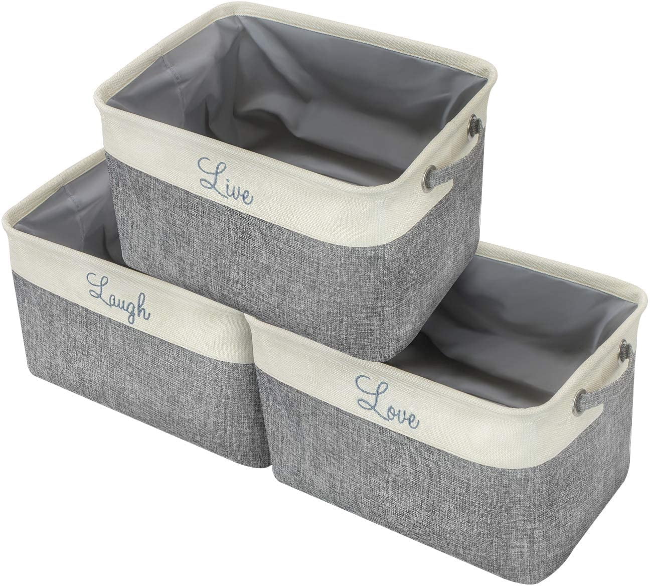 Sorbus Cotton Twill Storage Basket Set - 3 Pack, (Love, Live, Laugh)