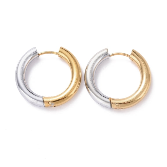5Pair Two Tone 304 Stainless Steel Hinged Hoop Earrings for Women Golden & Stainless Steel Color 6 Gauge 23x24.5x4mm Pin: 1mm Mixed Color