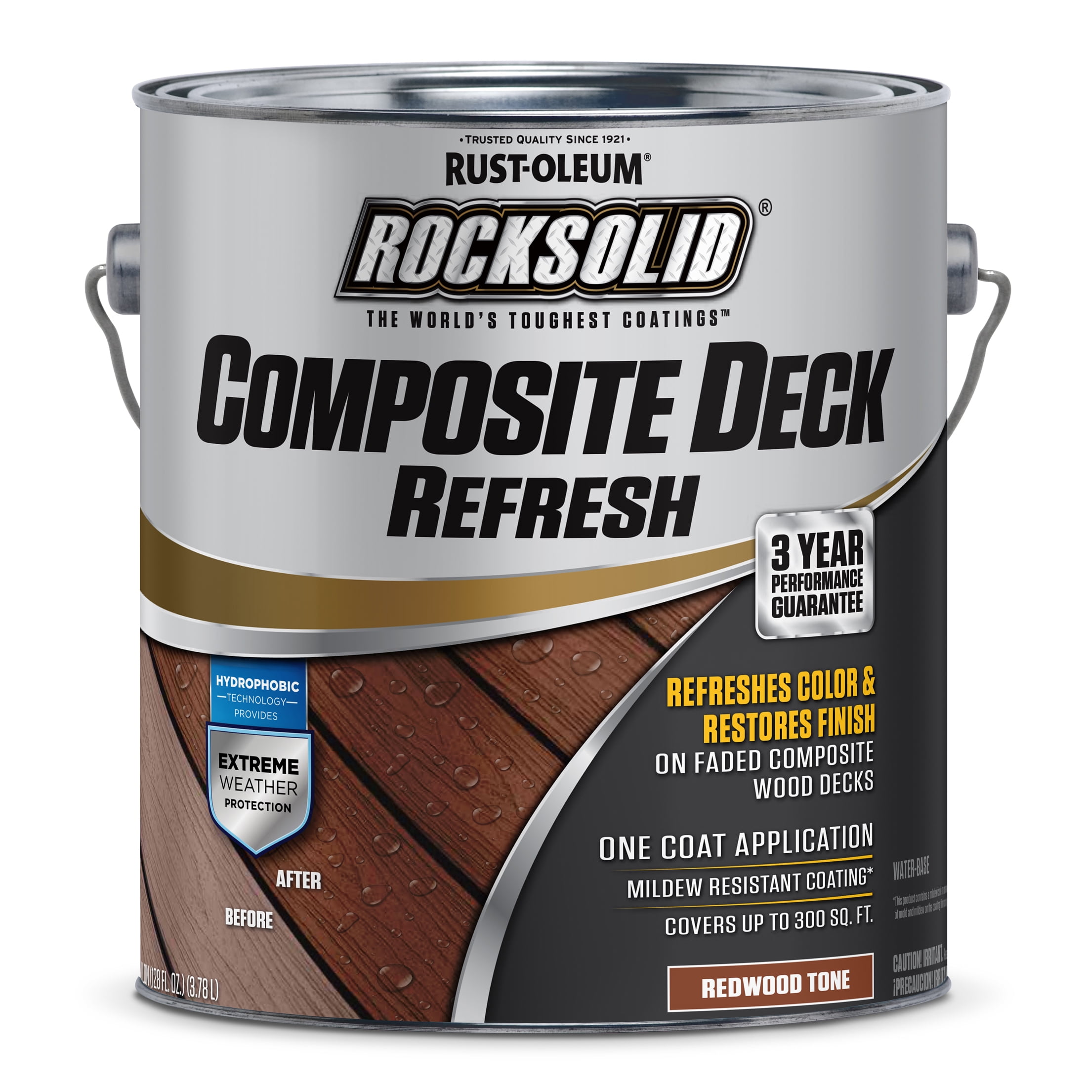 Redwood Tone, RustOleum RockSolid Satin Composite Deck Refresh Exterior Stain and Sealer, 1 Gal