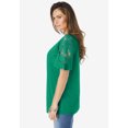 thumbnail image 3 of Roaman's Women's Plus Size Lace-Sleeve Tee, 3 of 4