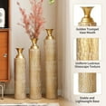 thumbnail image 3 of 3 Piece Handmade Gold Vase, Tall Metal Floor Vase with Embossed Gold Ivy, Large Flower Vase, 3 of 7