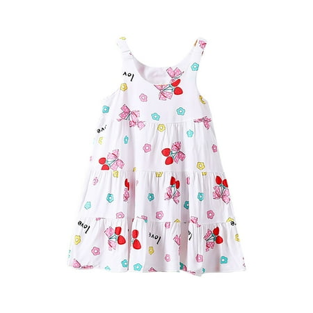 

Dresses For Children Girls Floral Printed Sleeveless O-Neck Summer Candy Nature Happy Party Leisure Fit Comfy Dress