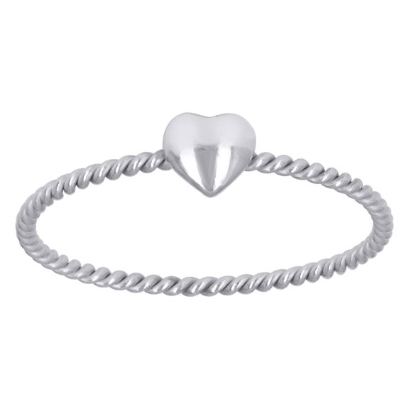 925 Sterling Silver Women's Love Symbol Domed Braided Heart Ring | Size 5