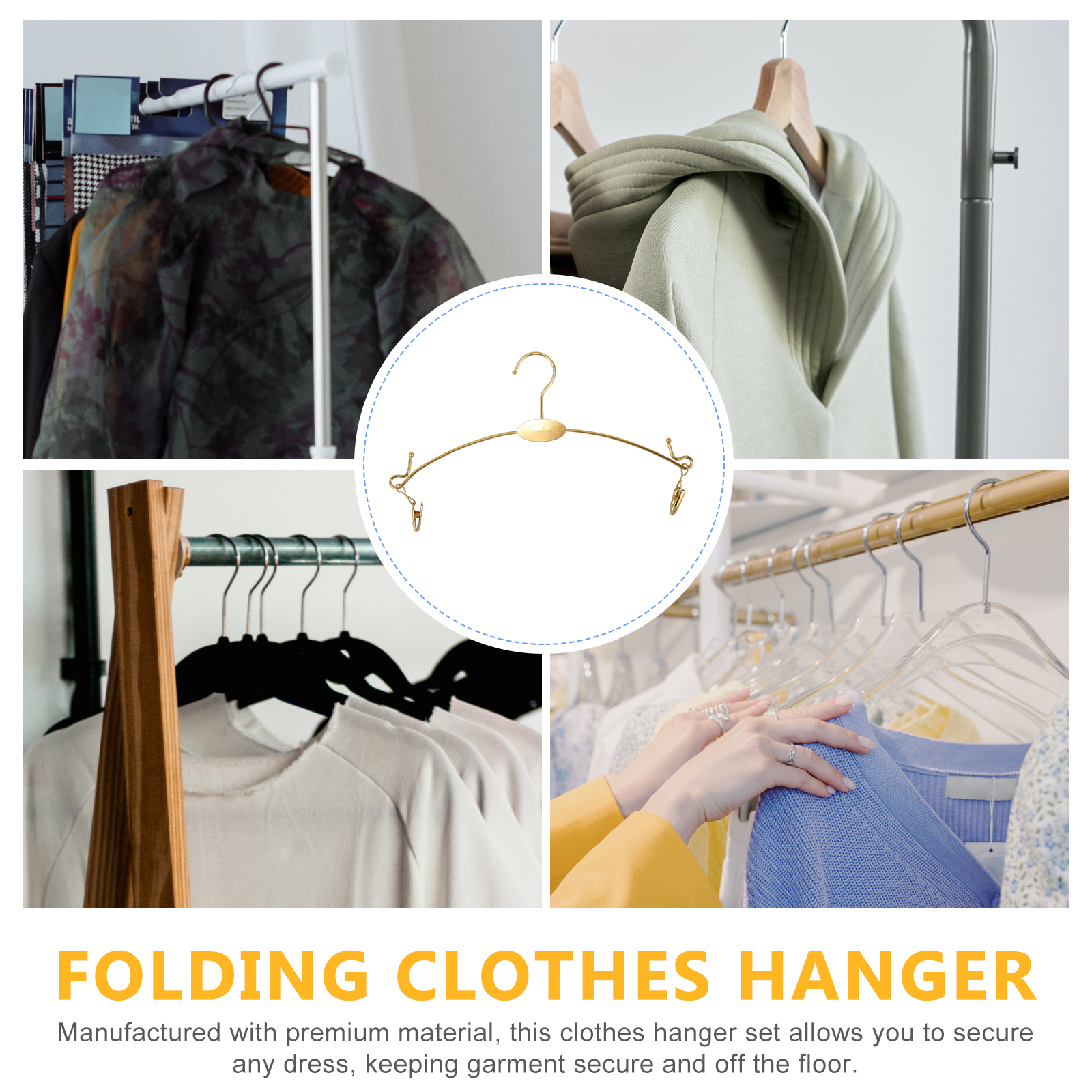 unbranded 10 PCS Pant Hangers Clothes Hangers Gold Hangers Size 4 Golden