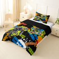 thumbnail image 2 of Manfei Sporty Motorbike Twin Comforter Sets,Colorful Letter Print Bedding Set,Black Reversible,2pcs,1 Comforter and 1 Pillowcase, 2 of 7